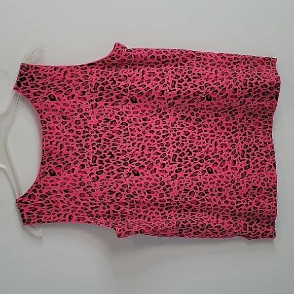White Stag Bright Pink Leopard Cheetah Animal Print  Knit Tank Top Size Large - Picture 5 of 6